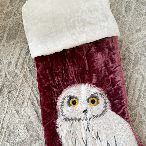 Pottery Barn | Harry Potter Hedwig Owl Burgundy & White Christmas Stocking - Picture 3 of 5